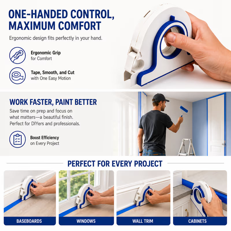 🌟📏Painter’s Masking Tape Applicator – Faster Paint Prep for Neat, Consistent Tape Placement