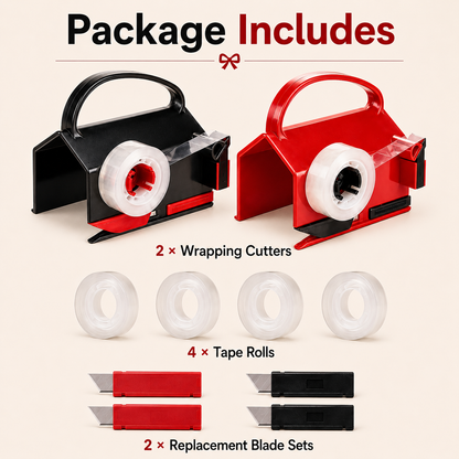 🎁2 Pack Dual-Use Wrapping Paper Cutter & Tape Dispenser Kit