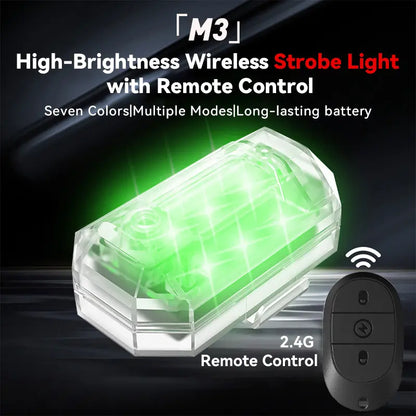 🚨 Rechargeable Wireless RGB LED Strobe Lights – High Brightness & Remote Control for Cars, Bikes & Drones ✨
