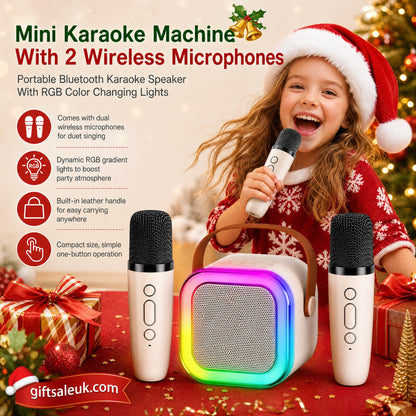🎁Christmas Special 💥 Only £8.99✨🎵Mini Karaoke Machine for Kids with Wireless Microphones