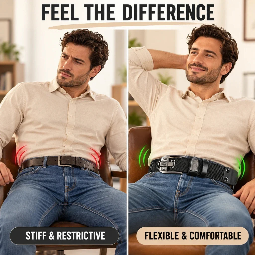 Holeless Stretch Belt with Square Metal Buckle