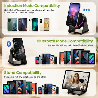 5-in-1 Wireless Bluetooth Speaker with 360° Rotating LED Charging Stand