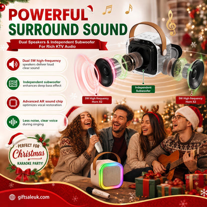 🎁Christmas Special 💥 Only £8.99✨🎵Mini Karaoke Machine for Kids with Wireless Microphones