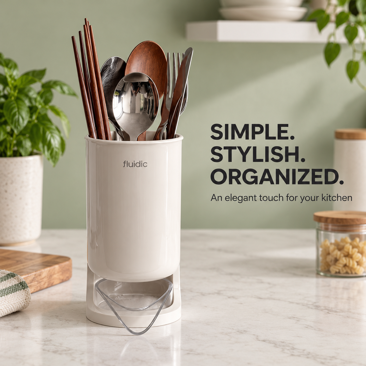 ✨✨Draining Utensil Holder – Compact Countertop Organizer for Chopsticks, Spoons & Forks