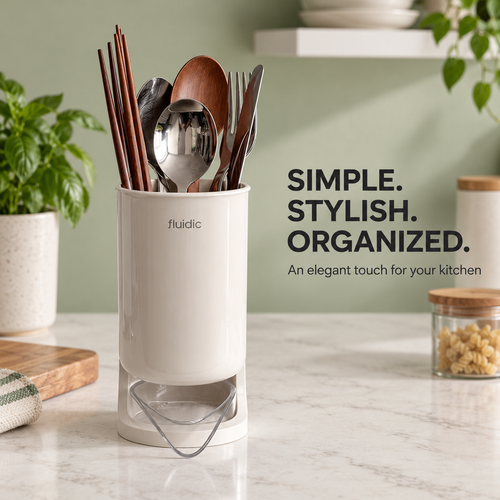 ✨✨Draining Utensil Holder – Compact Countertop Organizer for Chopsticks, Spoons & Forks