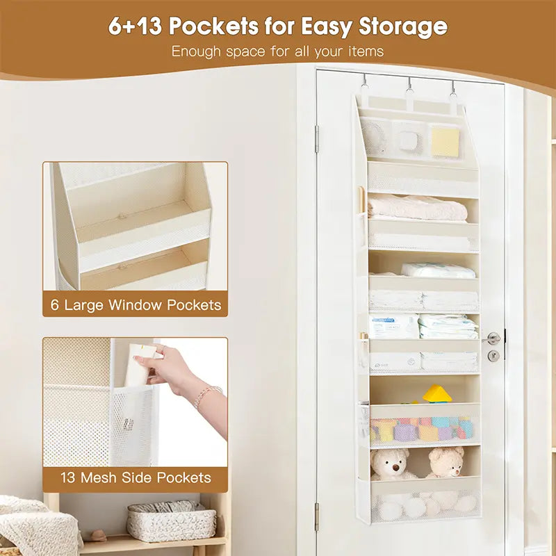 ✨✨Heavy-Duty Over-the-Door Organizer Storage Bag – 16-Pocket Space-Saving Storage for Bathroom, Nursery, Bedroom & Home