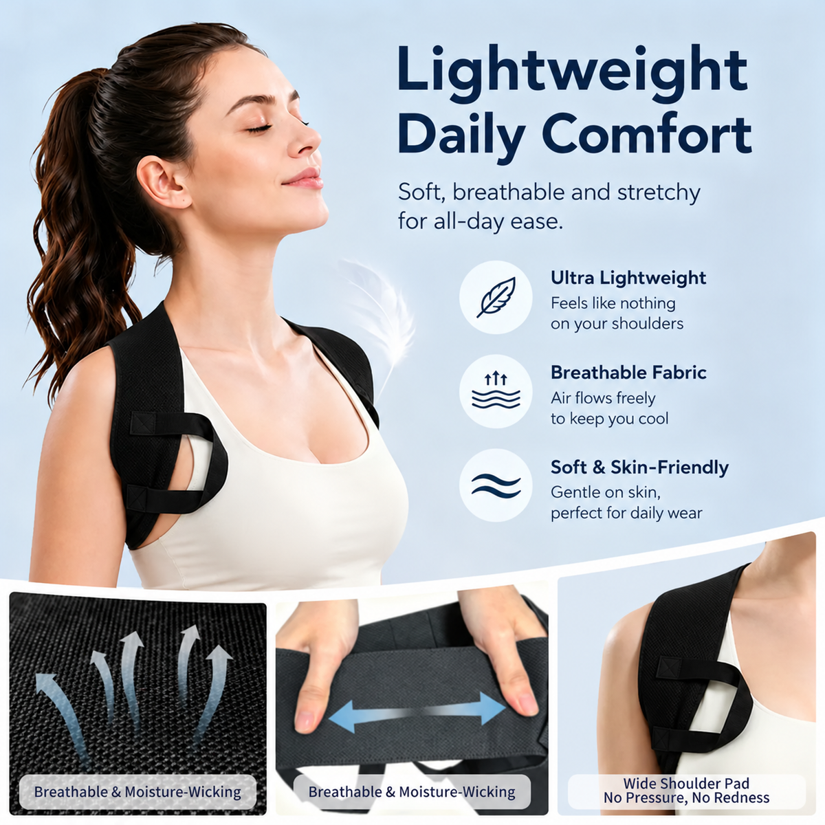 🧍🧍Elastic Posture Support Shoulder Straps for Men & Women – Everyday Back Support for Home & Office, S–XXL
