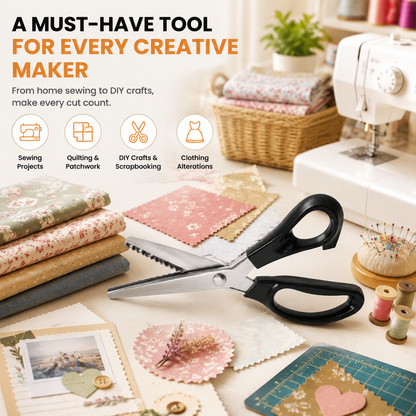 ✂️ Professional Pinking Shears – Sharp Serrated Fabric Scissors for Clean Zigzag Edges