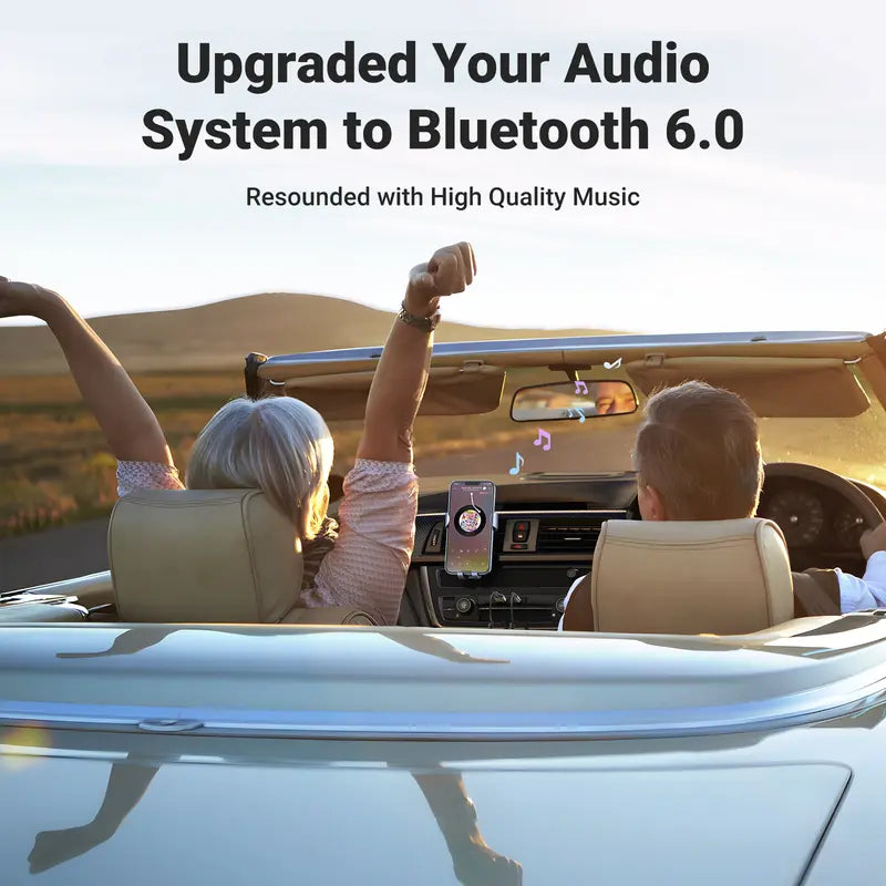 🚗🎵 Bluetooth 6.0 AUX Receiver – 3.5mm Wireless Audio Adapter with Built-In Mic for Hands-Free Calls 📞