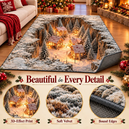 ☘️🎀Optical Illusion Christmas Scene Rug | Bring A Hidden Winter Village