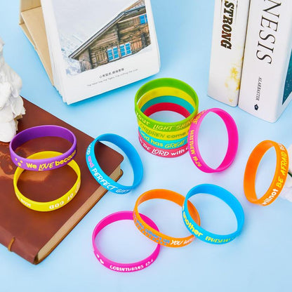 ✝️ 20/60PCS Bible Verse Bracelets – Christian Faith Wristbands for Church Events, Youth Groups & Sunday School Rewards