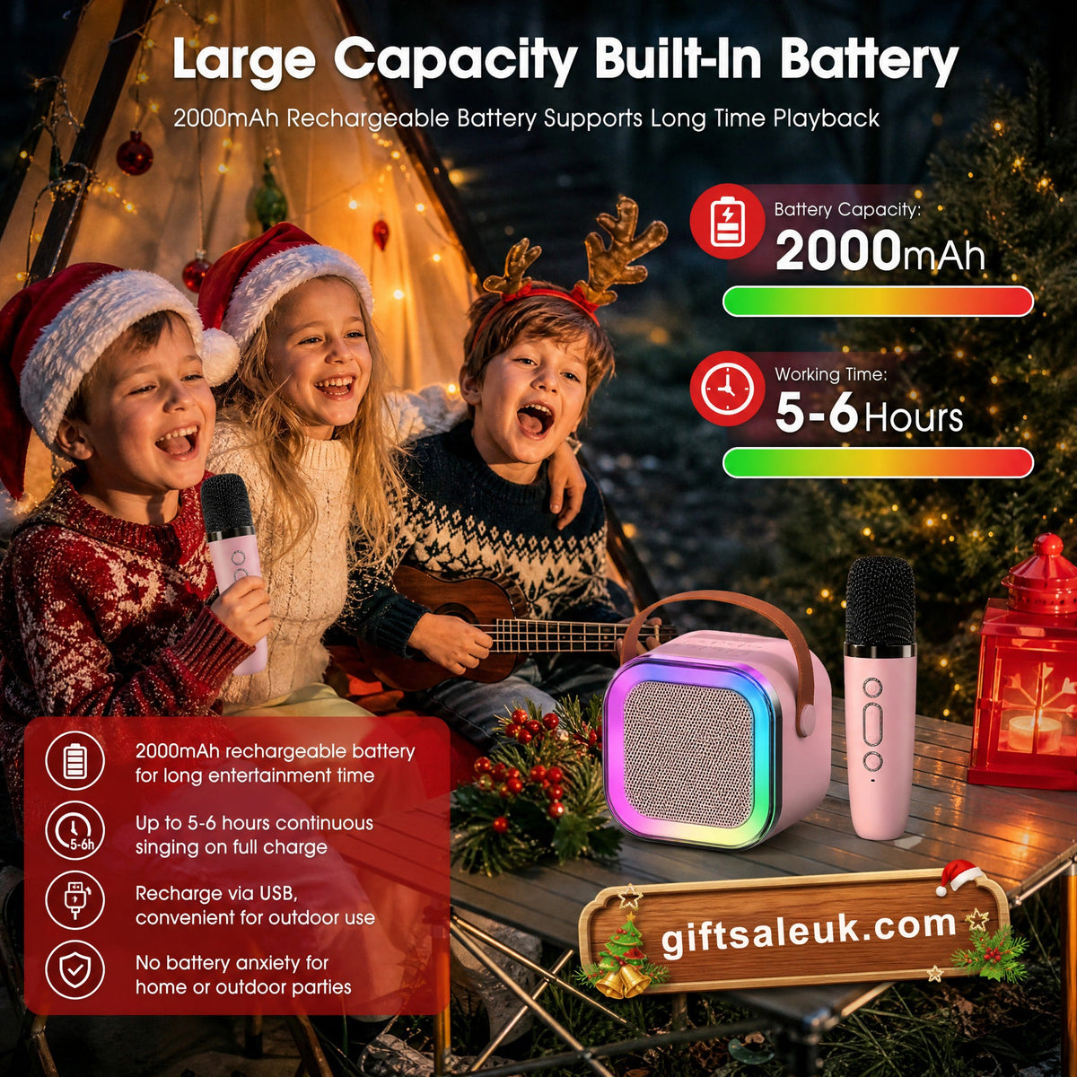 🎁Christmas Special 💥 Only £8.99✨🎵Mini Karaoke Machine for Kids with Wireless Microphones