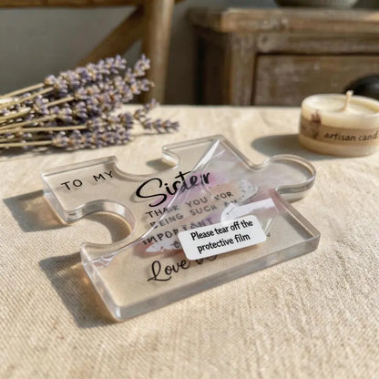 To My Sister Lightweight Transparent Compact Rectangle Acrylic Puzzle Plaque Gift