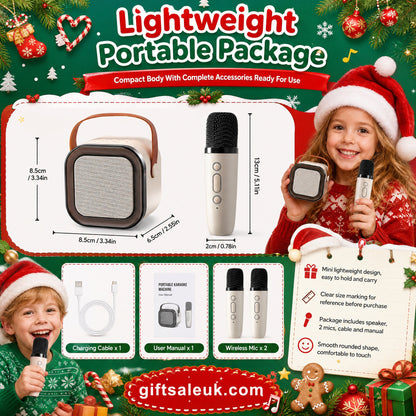 🎁Christmas Special 💥 Only £8.99✨🎵Mini Karaoke Machine for Kids with Wireless Microphones