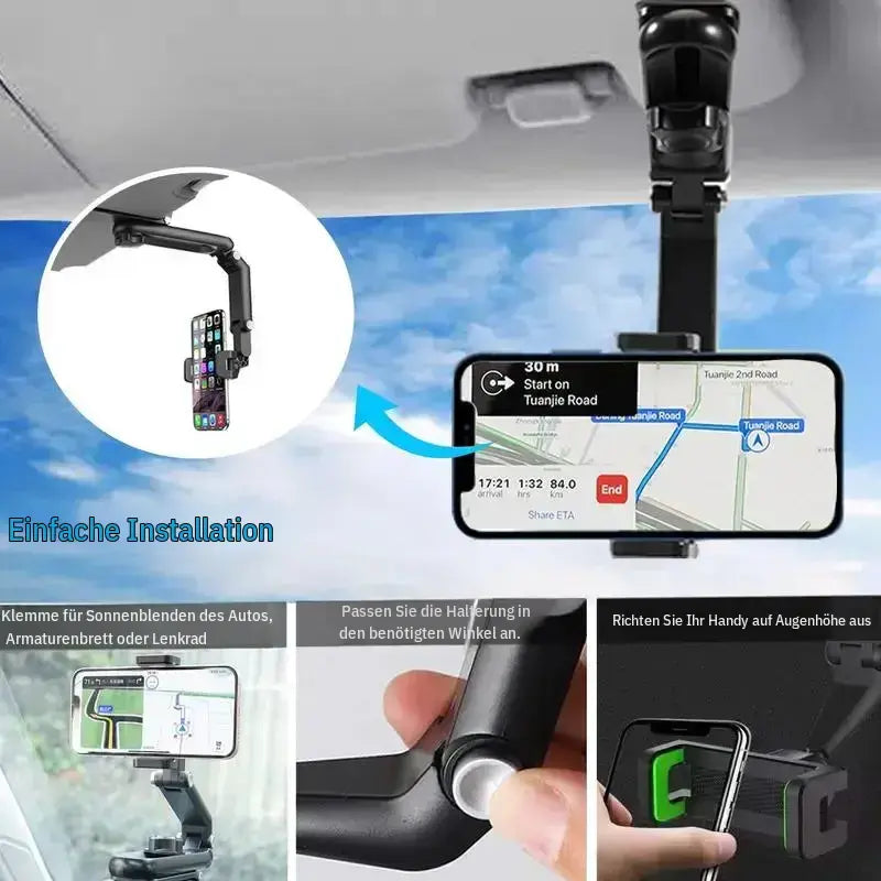 🚗📱 Car Phone Mount – Long Adjustable Arm, 360° Rotation & Secure Anti-Scratch Clamp 🎥
