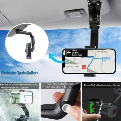 🚗📱 Car Phone Mount – Long Adjustable Arm, 360° Rotation & Secure Anti-Scratch Clamp 🎥