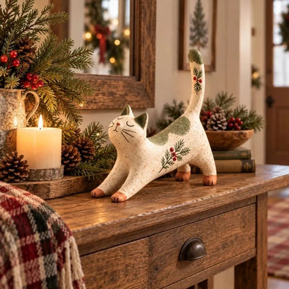 🔥Last Day 49% OFF  😽🐈 Woodland Christmas Cat Figurine🔥