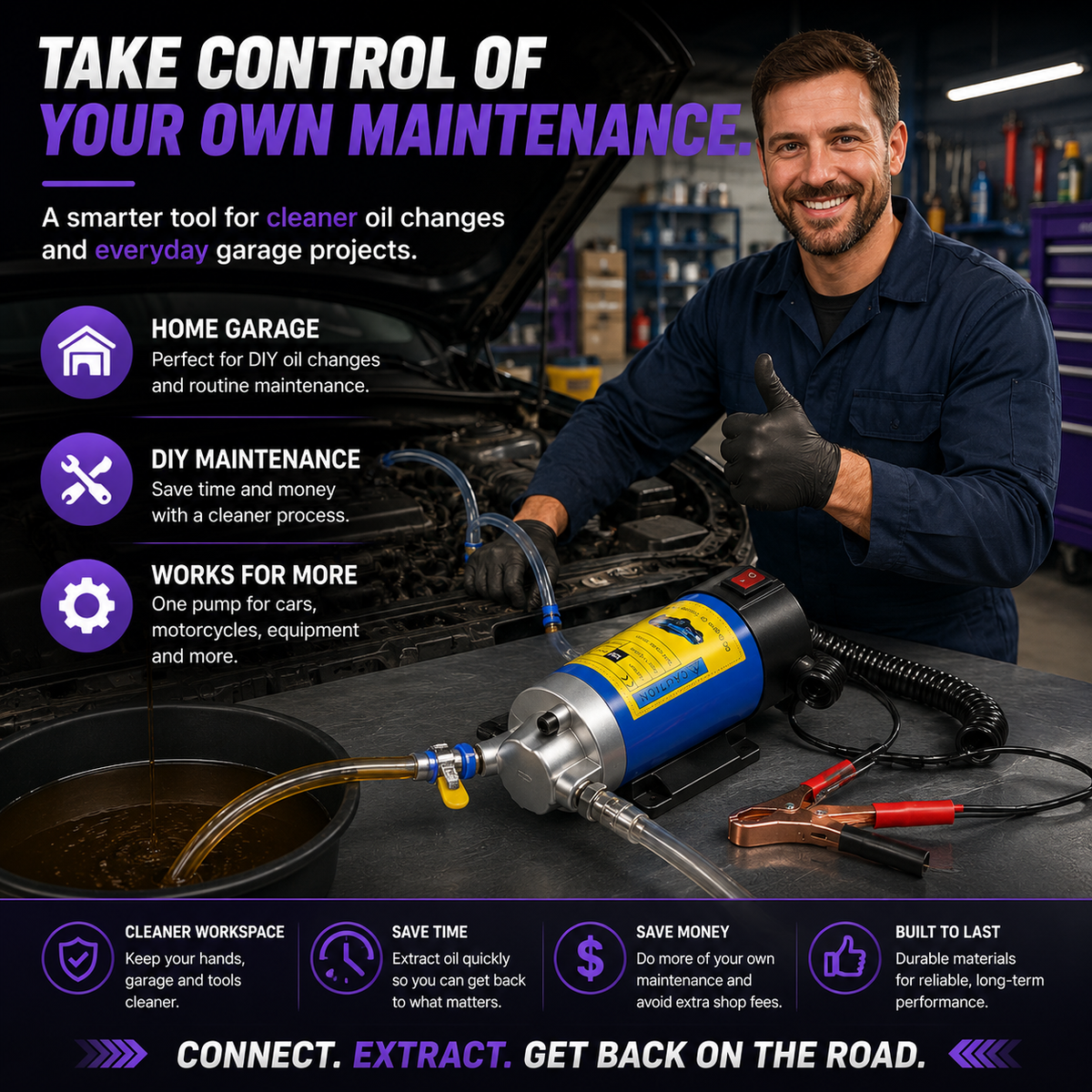 💪Fall Sale 50% OFF🔥 | 12V Portable Oil Extractor Pump – Easier DIY Oil Changes