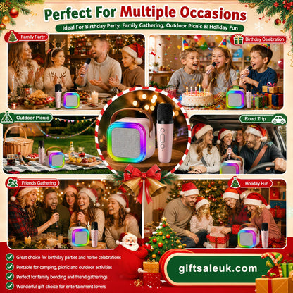🎁Christmas Special 💥 Only £8.99✨🎵Mini Karaoke Machine for Kids with Wireless Microphones