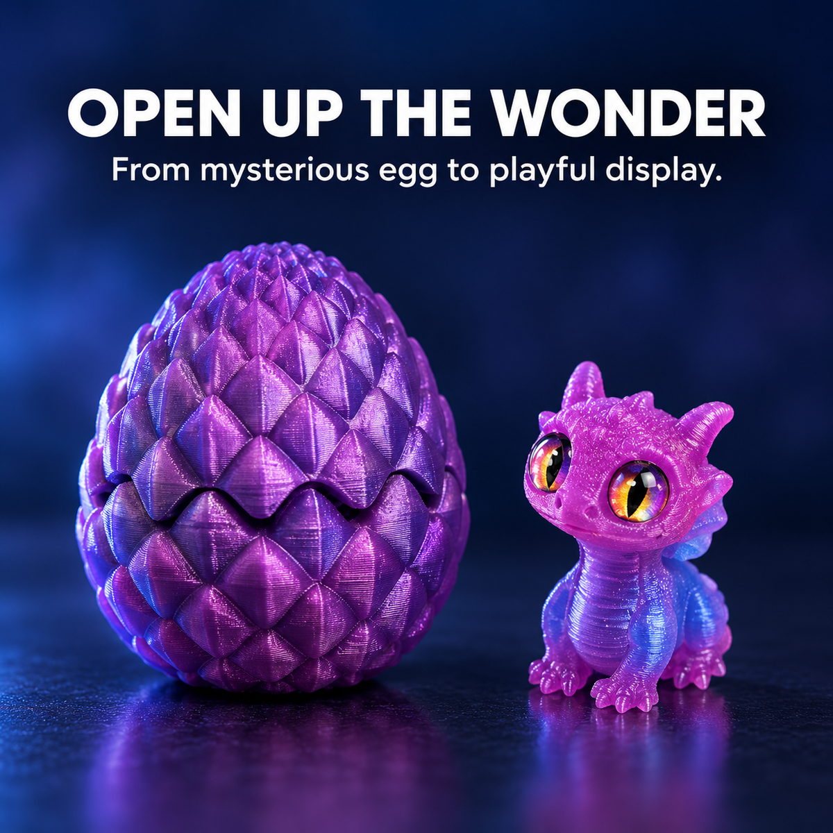 🐉🐉3D-Printed Dragon Egg & Baby Dragon Set – Colorful Opening Egg Collectible & Desk Decor