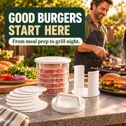 🍔 Burger Patty Press & Storage Set | Prep, Stack & Chill