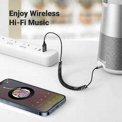 🚗🎵 Bluetooth 6.0 AUX Receiver – 3.5mm Wireless Audio Adapter with Built-In Mic for Hands-Free Calls 📞