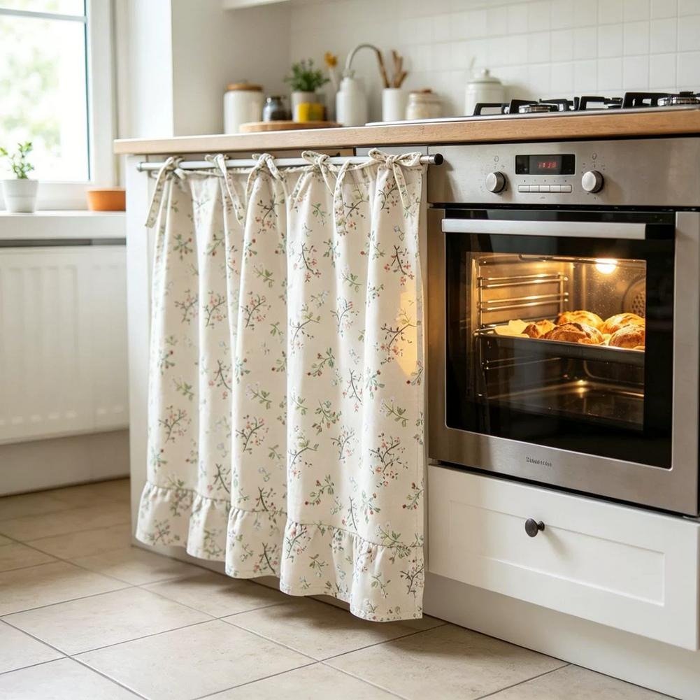 🏡✨ 2026 Farmhouse-Style Stove Curtain – Gingham Grid Ruffle-Edge Tier Curtains 🍽️