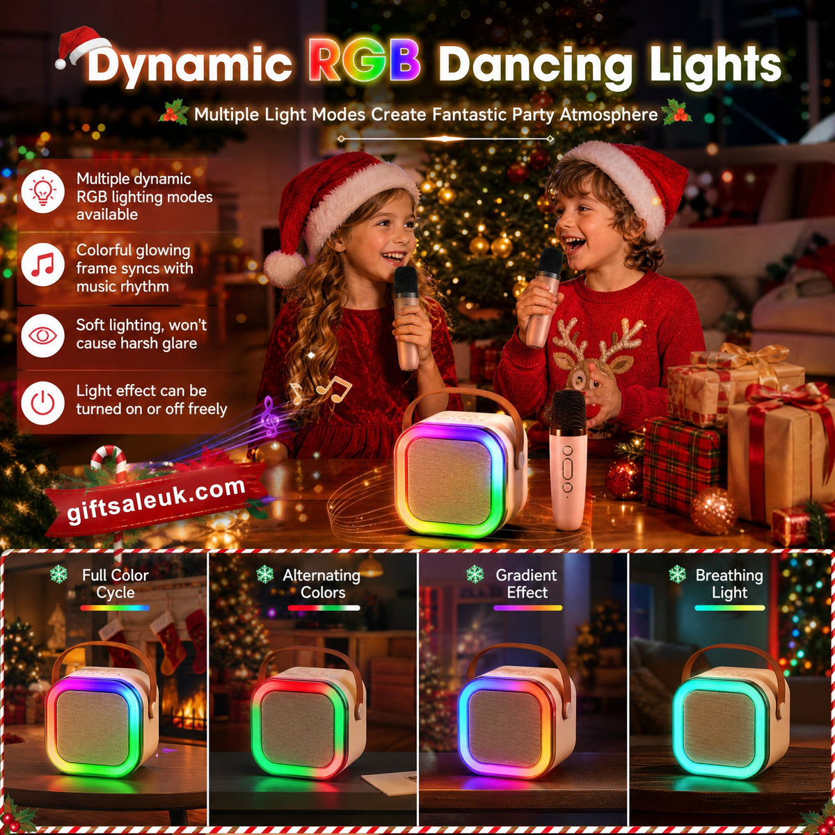 🎁Christmas Special 💥 Only £8.99✨🎵Mini Karaoke Machine for Kids with Wireless Microphones