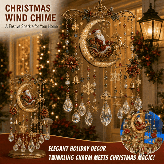 Christmas stained glass wind chime with crystal drops
