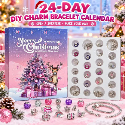 🎄 24-Day Christmas DIY Bead Charm Kit – Necklace, Bracelet & Daily Jewelry-Making Surprises ✨