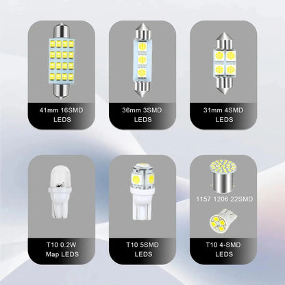 💯 Super Bright White Interior Car Lights Kit Set