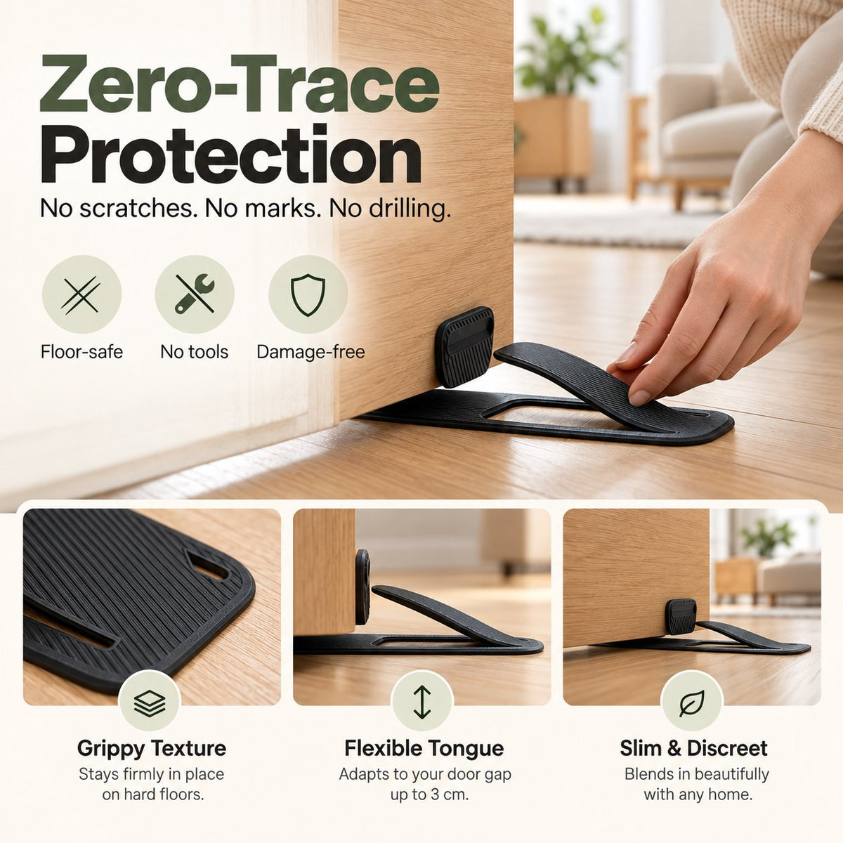 Flexible Door Stopper – Easy-to-Use Door Holder for Home, Bedroom, Bathroom & Everyday Use