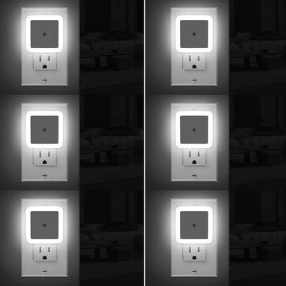 💡🔌Dusk-to-Dawn LED Plug-In Night Lights, 6-Pack – Warm White, 0.5W for Bedrooms, Bathrooms & Hallways