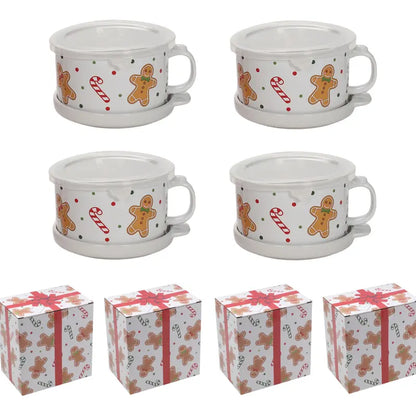🍲🍲Temp-tations Set of 4 Mug Meals with Lid-it Lids & Gift Boxes – 25-oz Oven-to-Table Mugs for Soup, Oatmeal, Pasta & Desserts