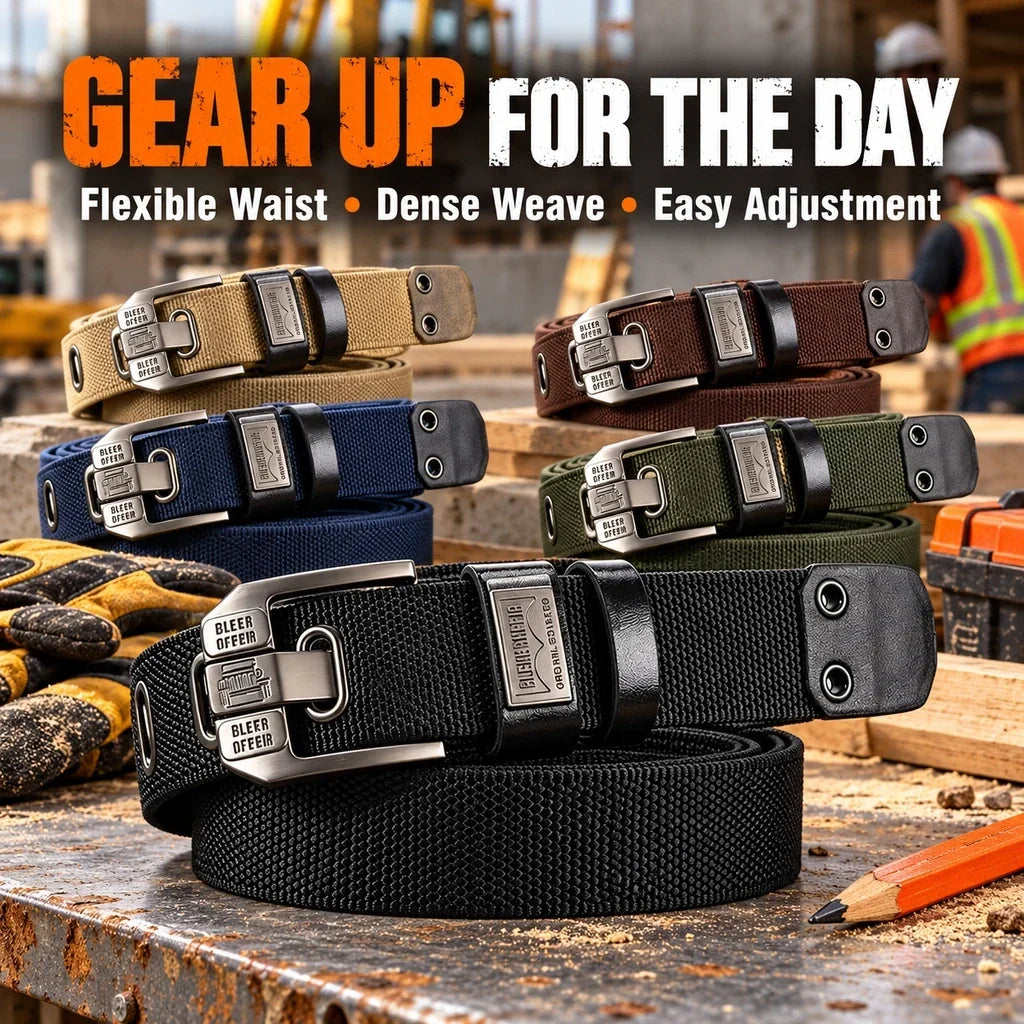 Holeless Stretch Belt with Square Metal Buckle