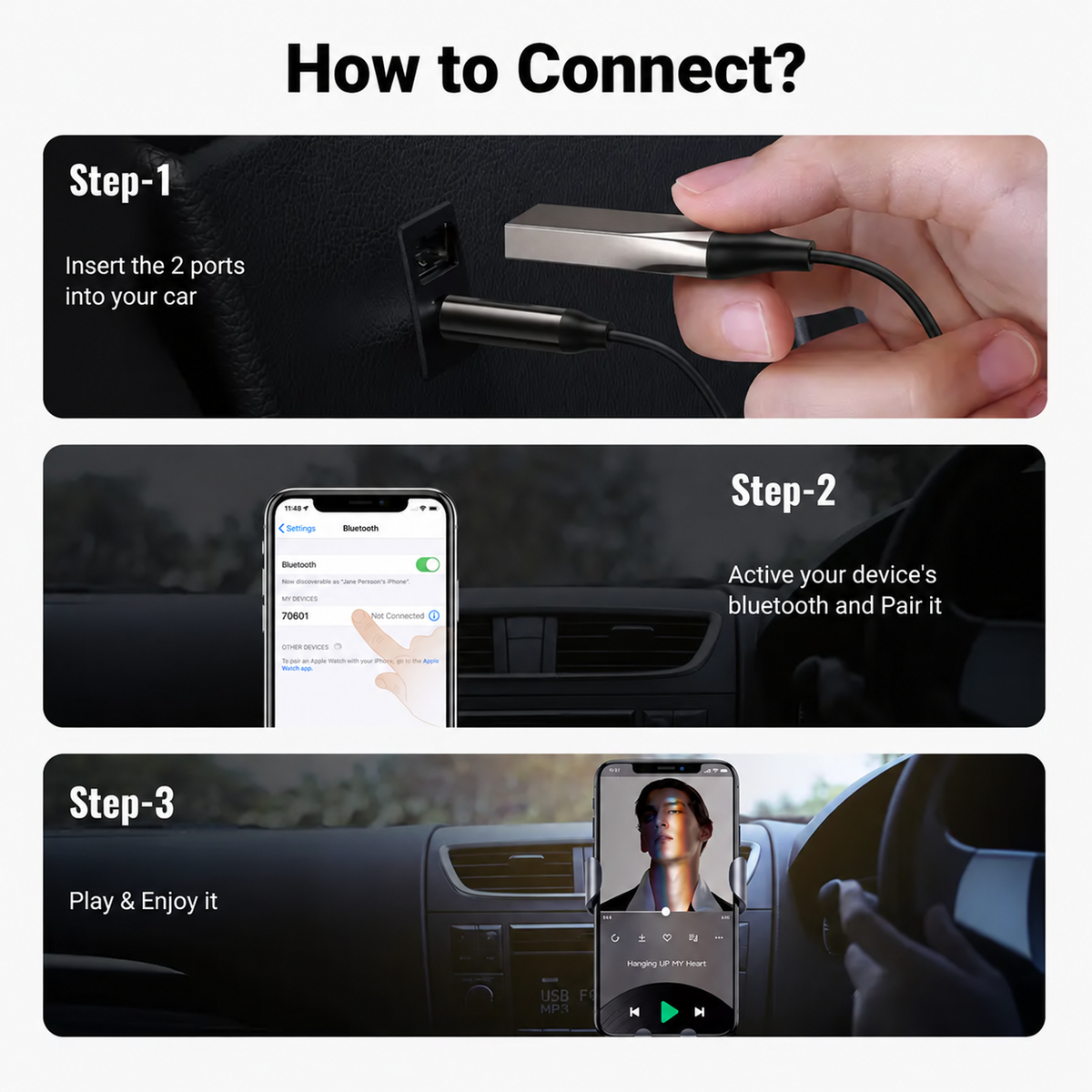 🚗🎵 Bluetooth 6.0 AUX Receiver – 3.5mm Wireless Audio Adapter with Built-In Mic for Hands-Free Calls 📞