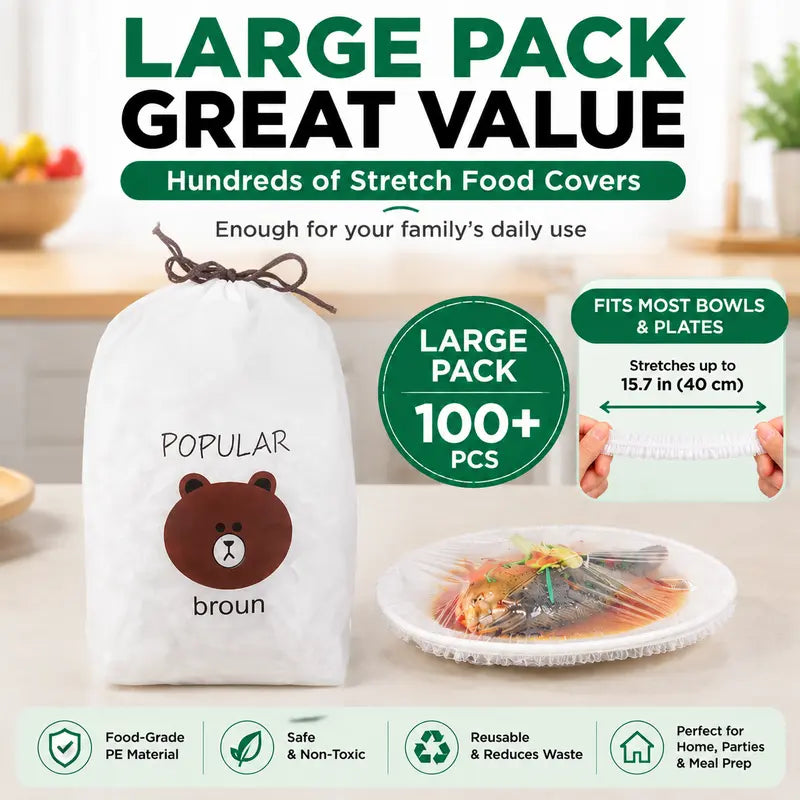 🍽️ Elastic Stretch Bowl Covers 🔁Disposable Microwave Safe Food Storage Covers