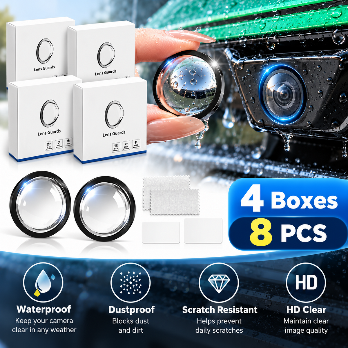 Anti-Rain & Scratch Car Camera Film (4-Pack) 💧🚘