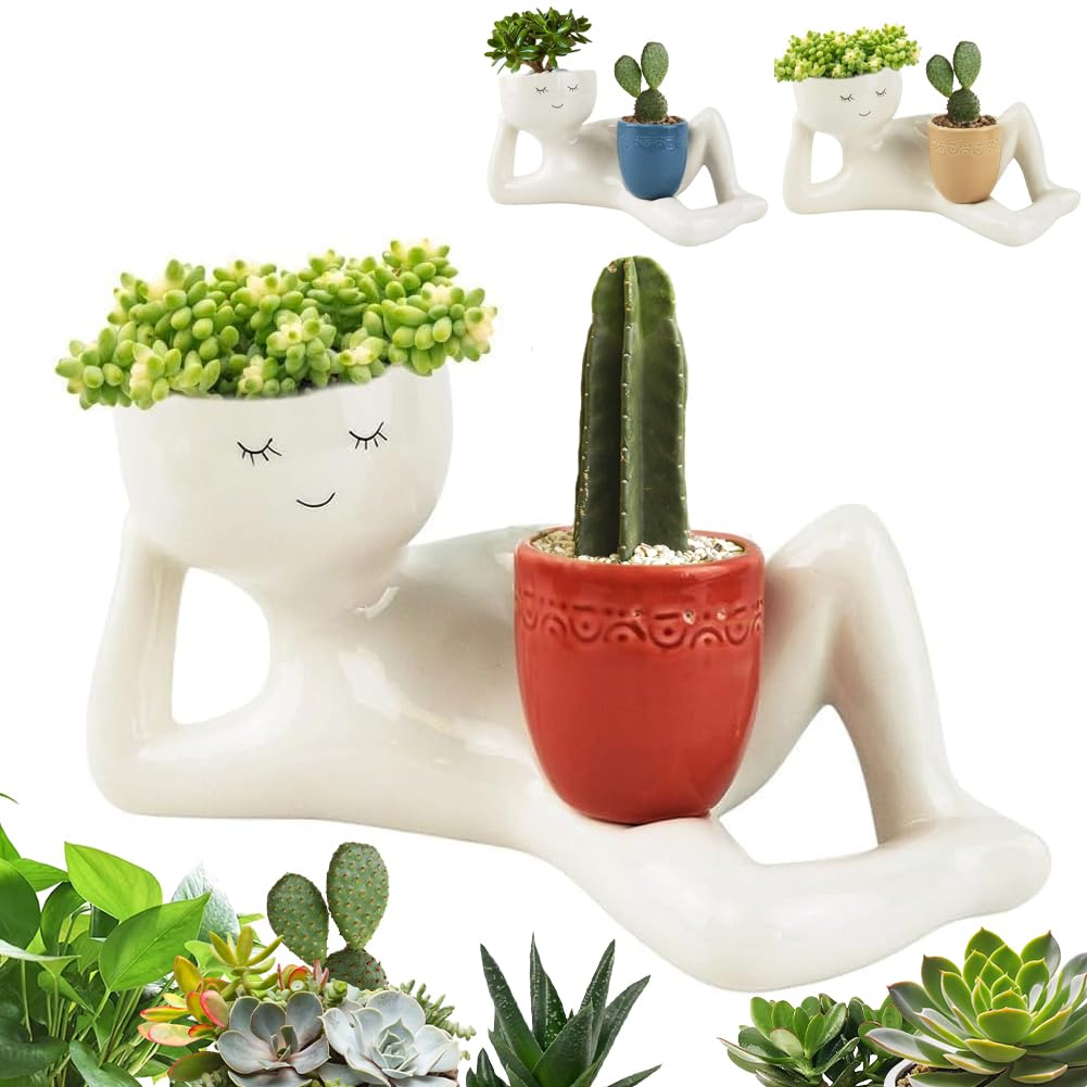 🎖️Lazy Guy Funny Planter with Drainage Hole