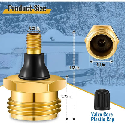 Brass RV Blow Out Plug with Drain Valve – Winterizing Air Hose Adapter
