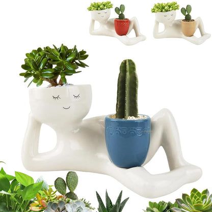 🎖️Lazy Guy Funny Planter with Drainage Hole
