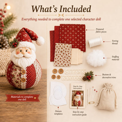 🔥LAST DAY 50% OFF - 🎄 Patchwork Fabric Doll DIY Kit