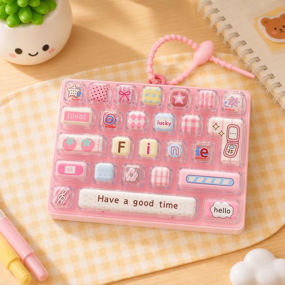 ⌨️ 26-Key Mini Fidget Keyboard Keychain – Portable Stress Relief for Kids & Adults 🎒✨