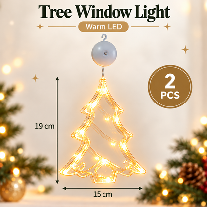 🎄 2Pcs Christmas LED Window Lights – Battery Operated Suction Cup Holiday Decorations, Warm White & Multicolor