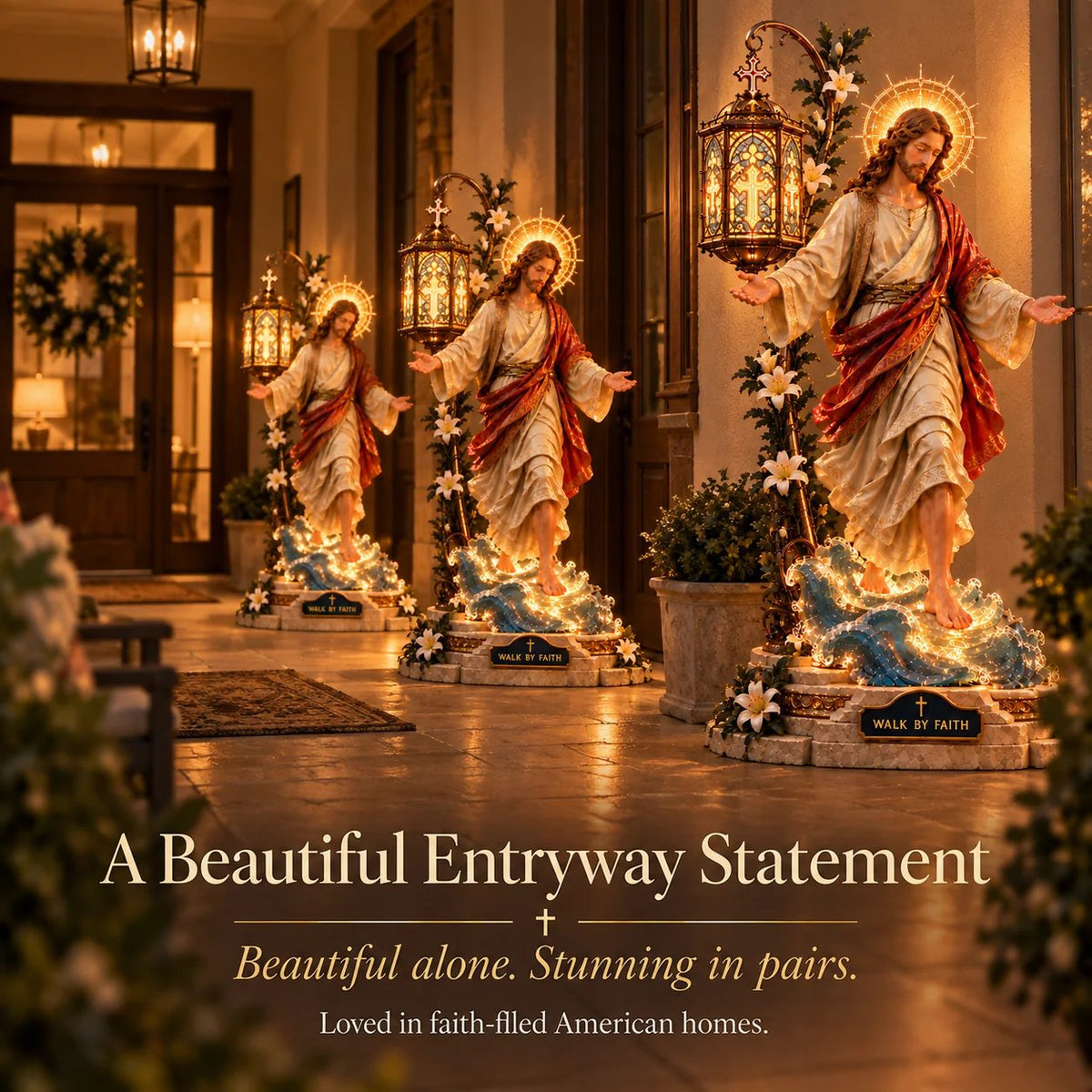 ✨✝️✨ Walk by Faith Jesus Reflection Light – Walking on Water Christian Decor🎁