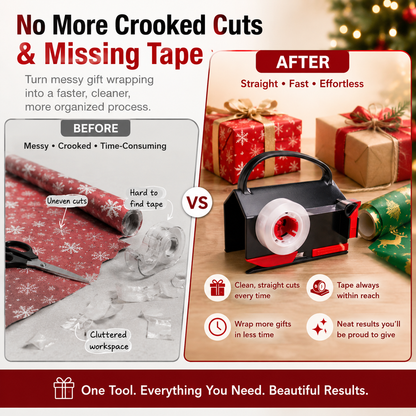 🎁2 Pack Dual-Use Wrapping Paper Cutter & Tape Dispenser Kit