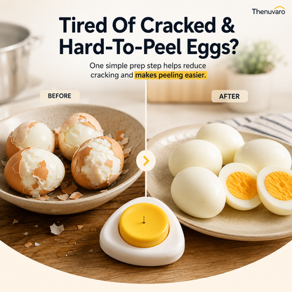 Egg piercer for easier-peel boiled eggs