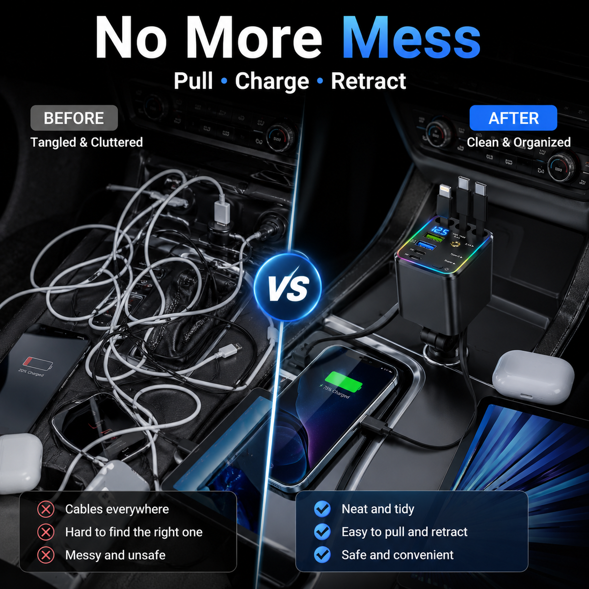 7-in-1 retractable car charger