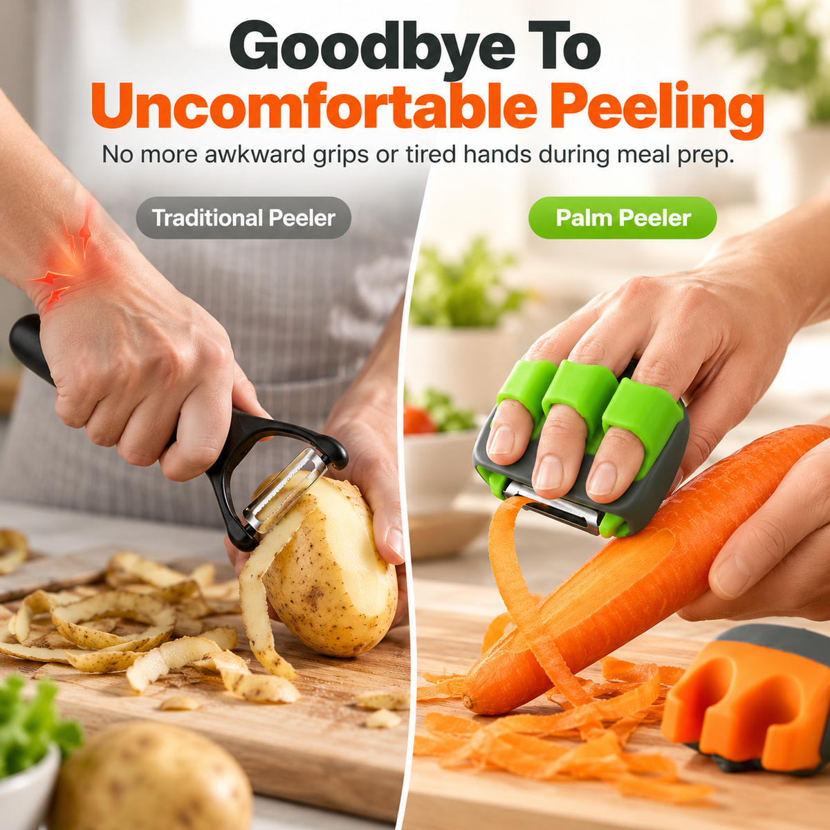 🥕  Palm Vegetable Peeler – Finger Grip Kitchen Tool for Faster & Easier Food Prep