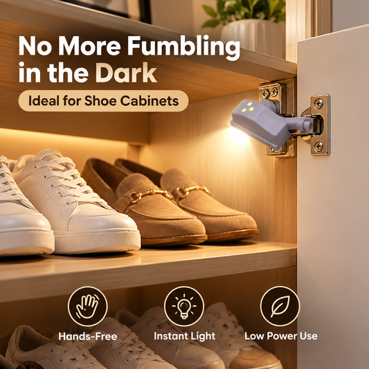 💡💡Smart Motion Sensor LED Hinge Light – Auto-On Cabinet Lighting for Wardrobes, Kitchen Cabinets & Shoe Storage
